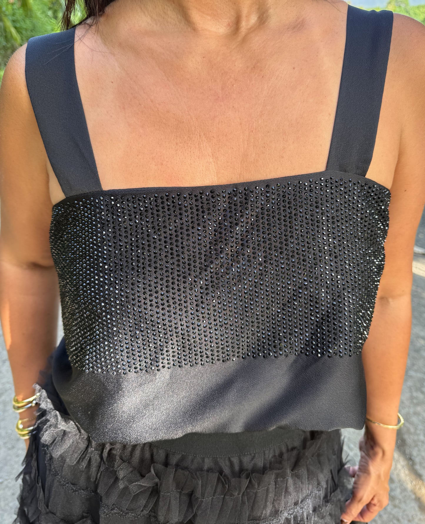 Square Neck Embellished Crop Top