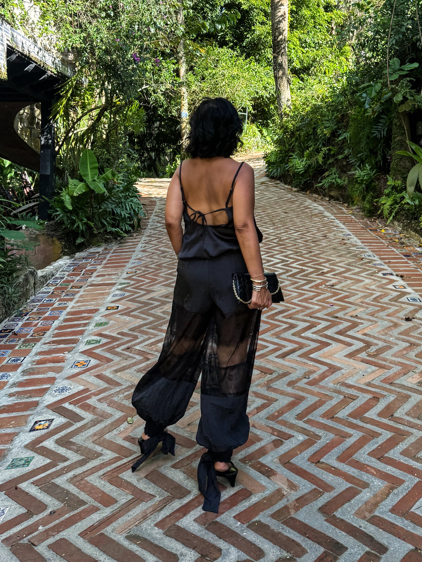 Sheer Lace Panels Pants