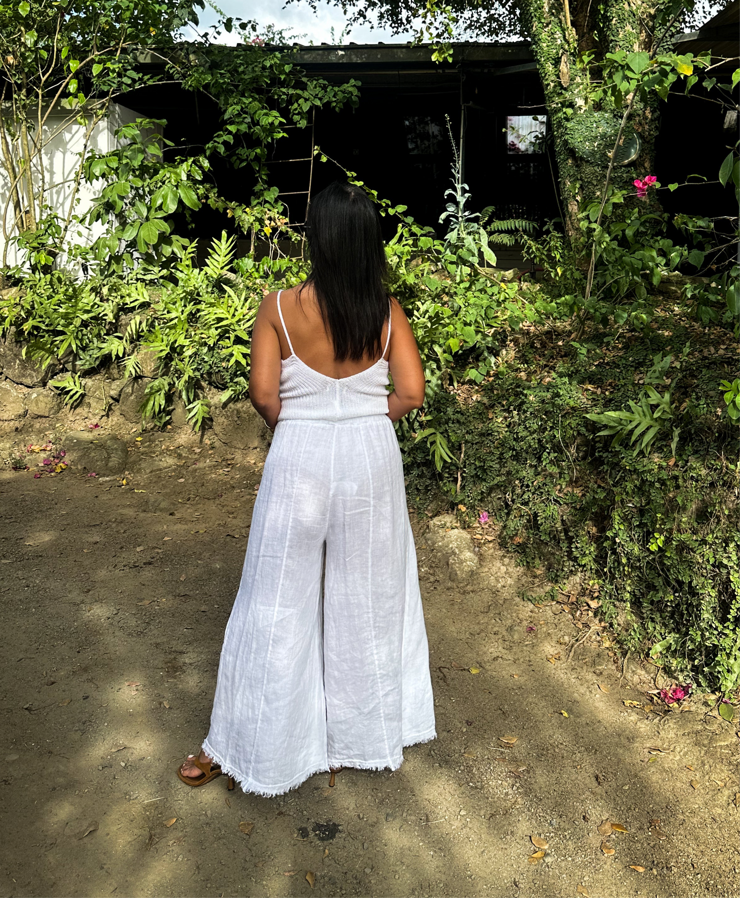 White Contrast Top and Pants Set