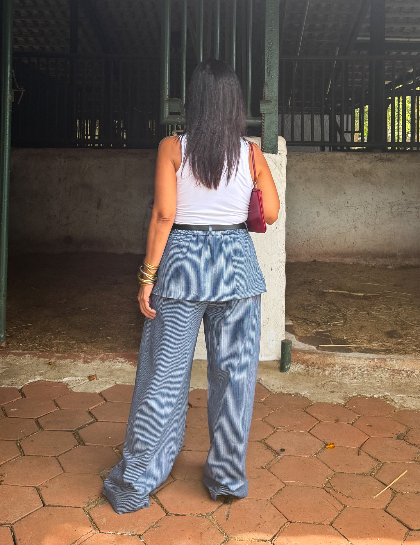 Skirt Overlay Wide Leg Pants