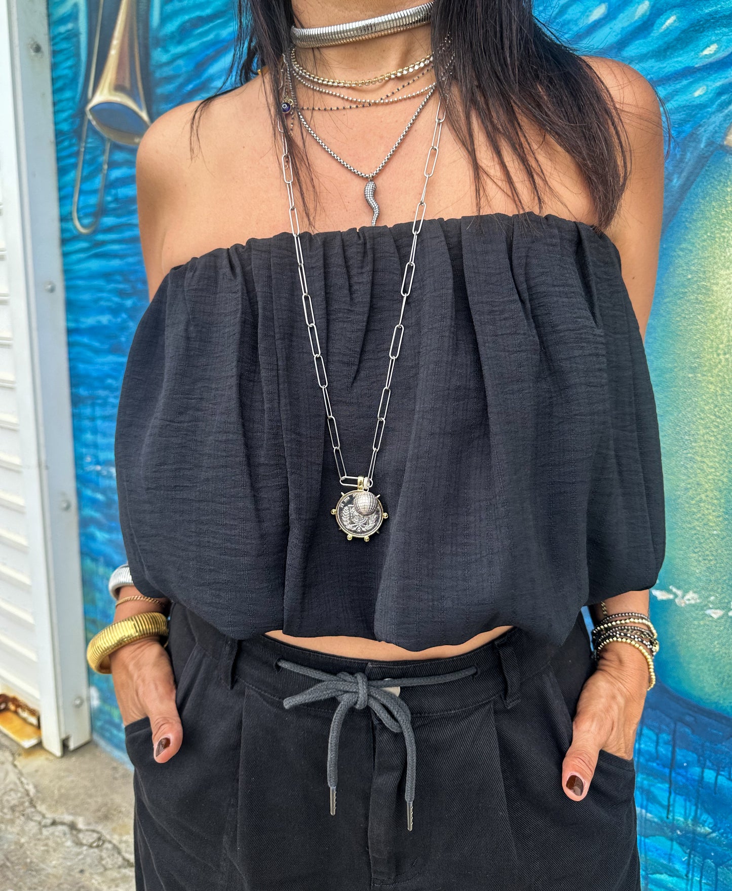 Black Bubble Hemp Top