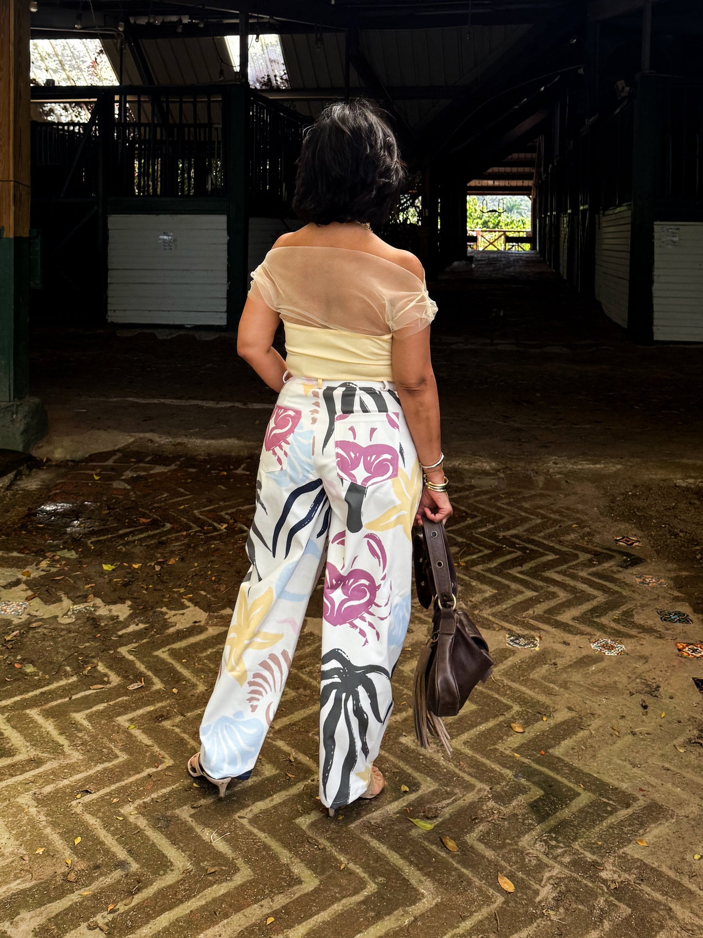 Spring Pattern Barrel Pant