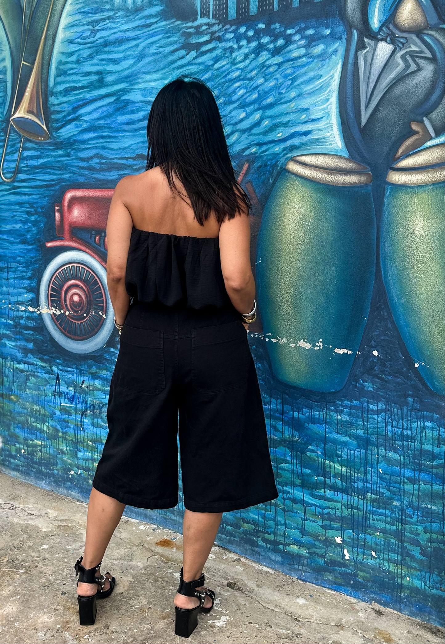 Drawstring Wide Leg Jort