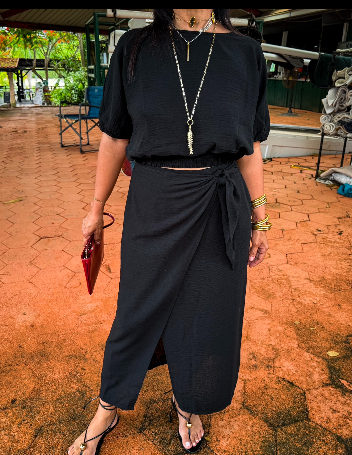 Wrap Maxi Skirt and Crop Top