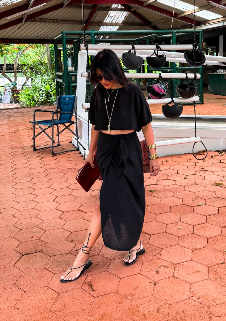 Wrap Maxi Skirt and Crop Top