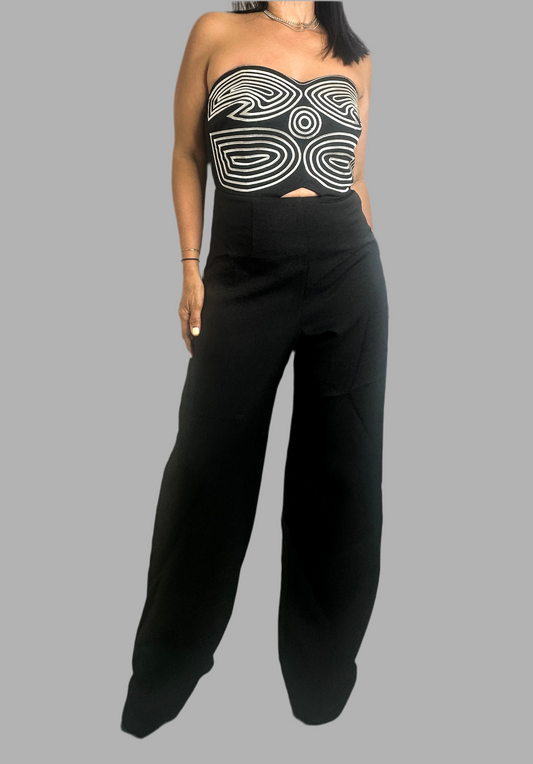 Strapless Embroidered Jumpsuit