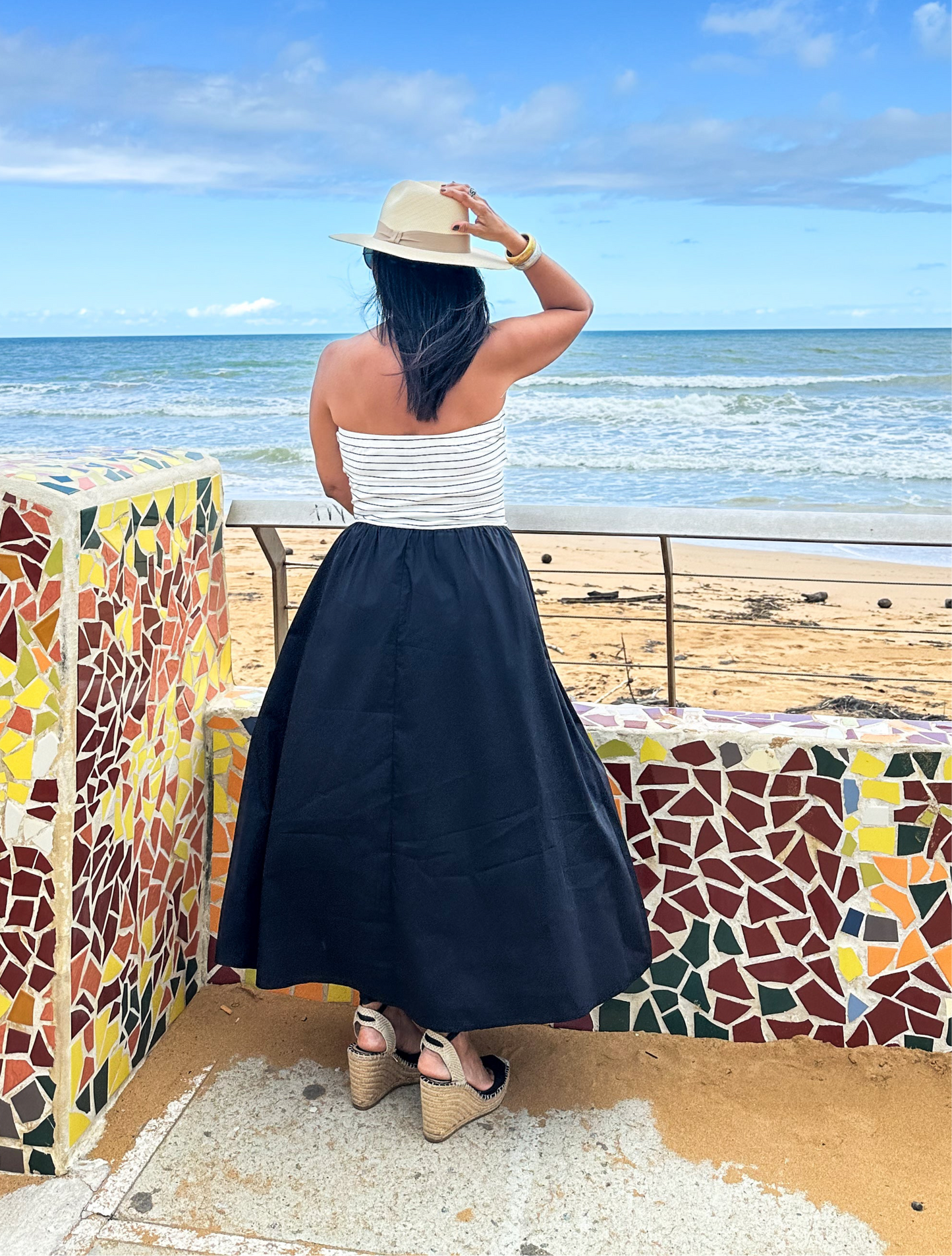 Contrast Poplin Tube Midi Dress