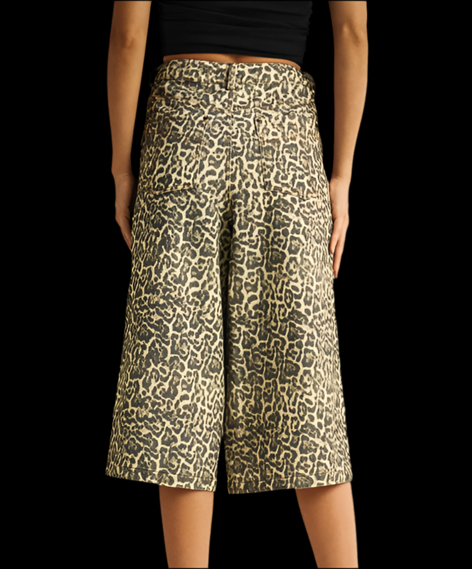 Animal Print Bermuda Denim