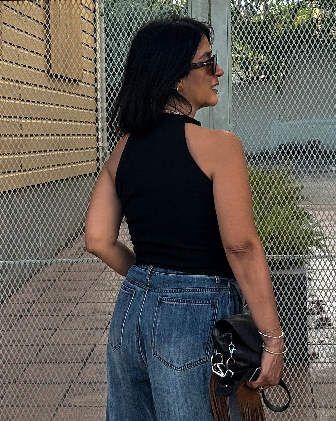 Black Structured SleevelessTop