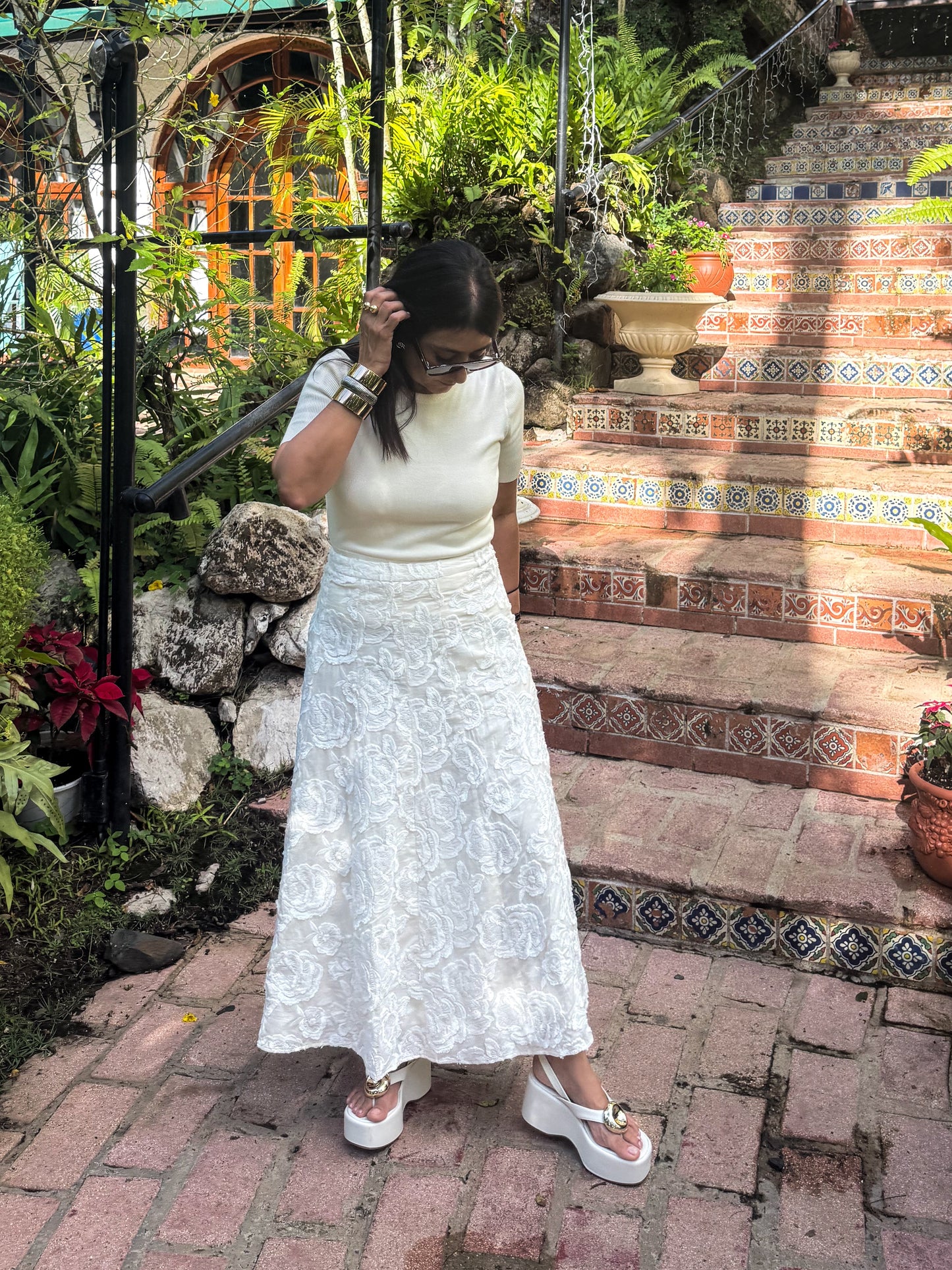 Floral Embroidered Maxi Skirt