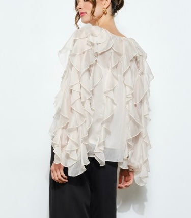 Layered Ruffle Sheer Blouse