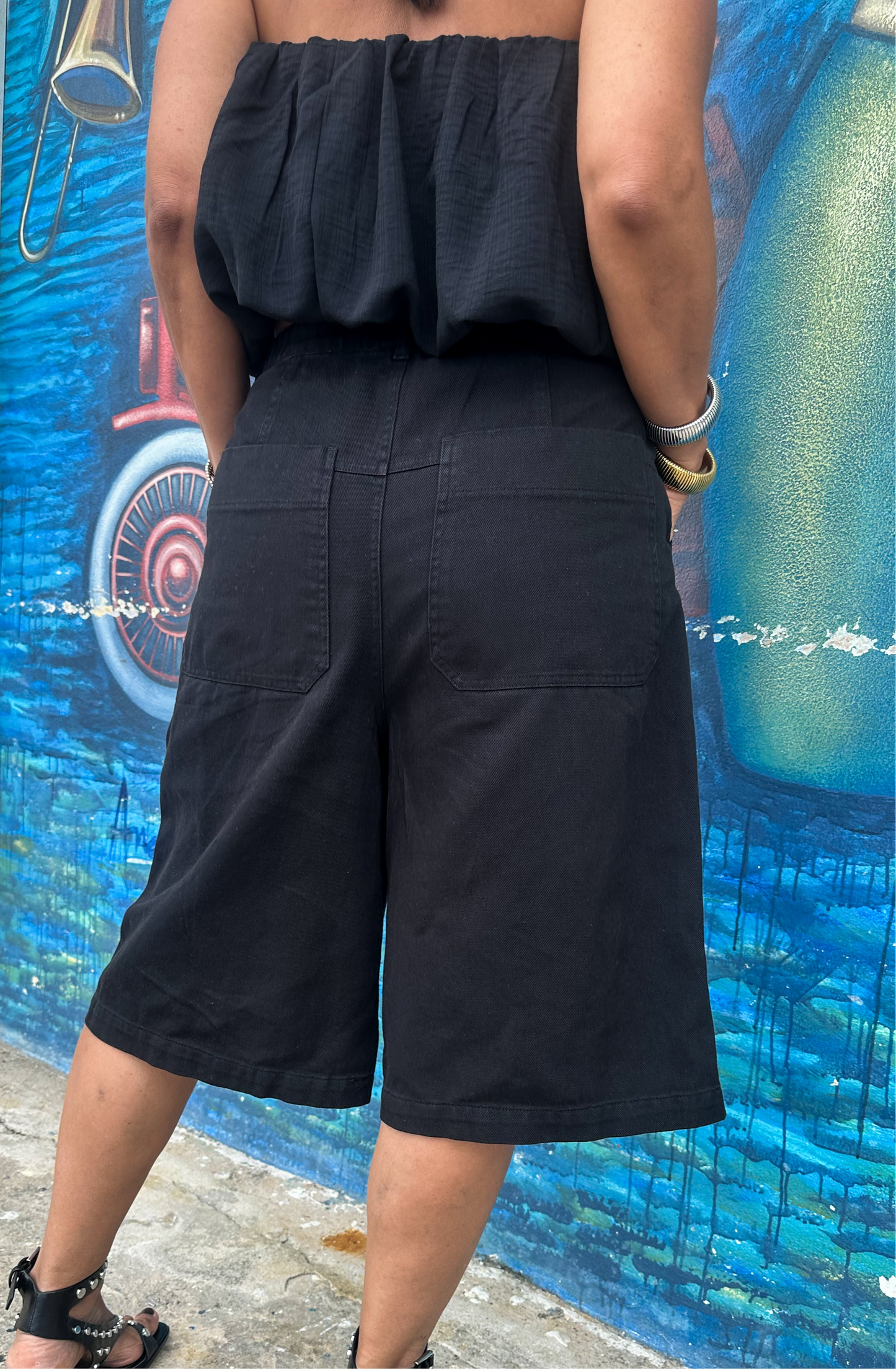 Drawstring Wide Leg Jort