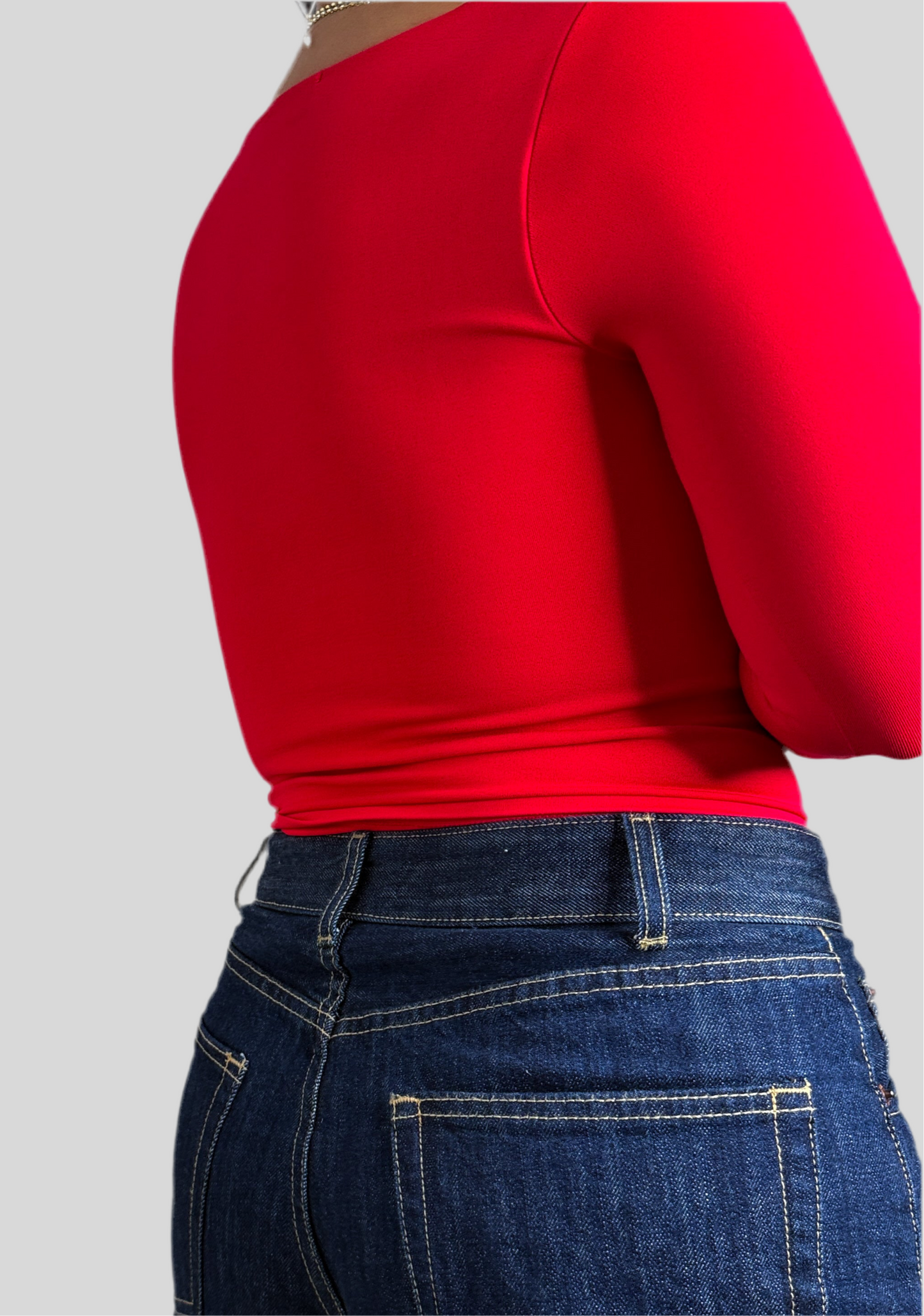 Red Square Neck Crop Top