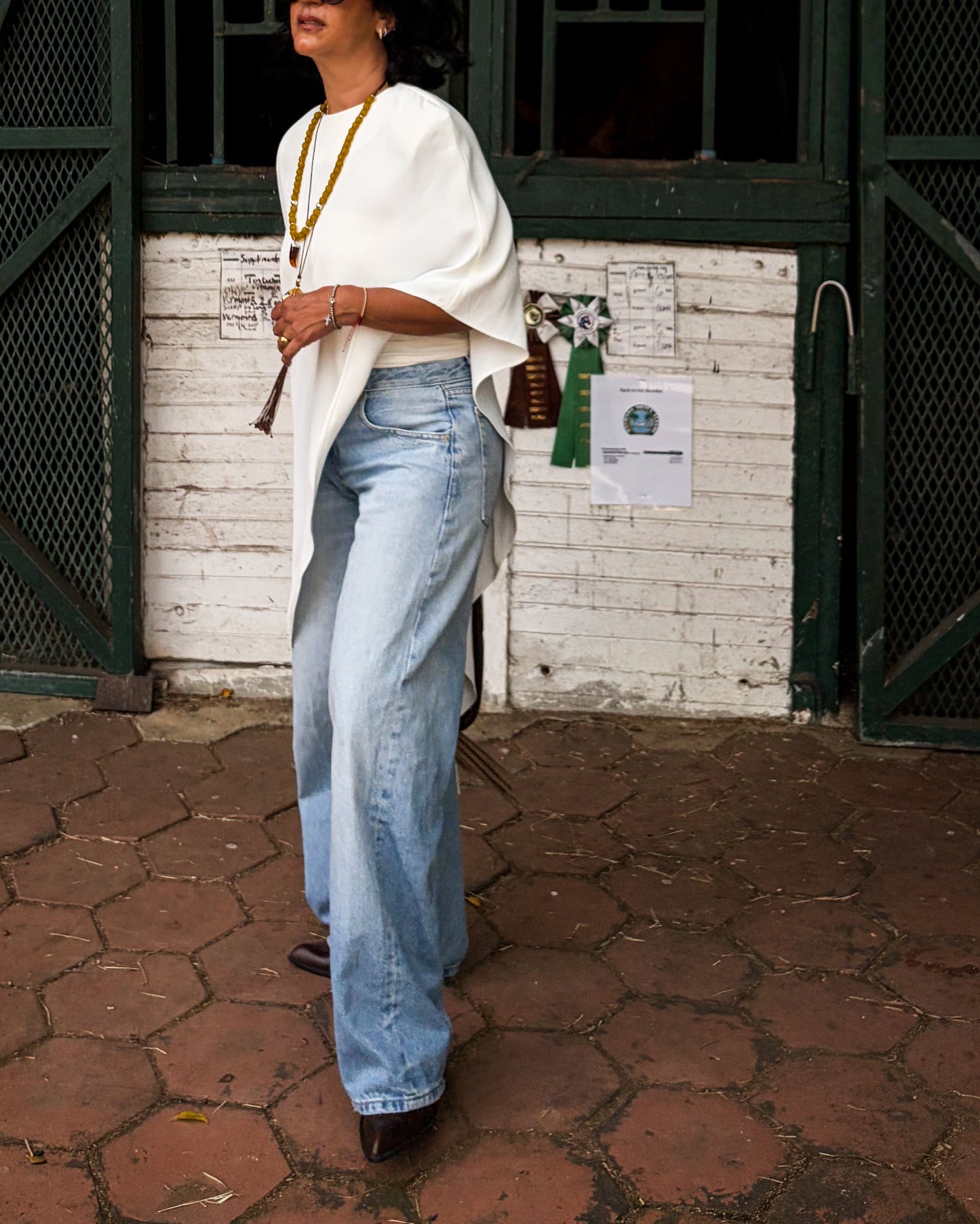 Asymmetrical Off White Cape Top