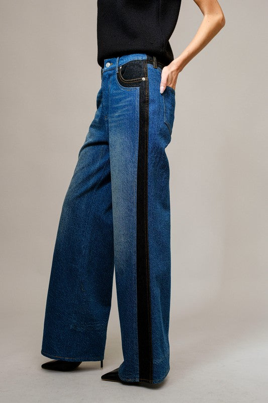Panel Wide Leg Jeans