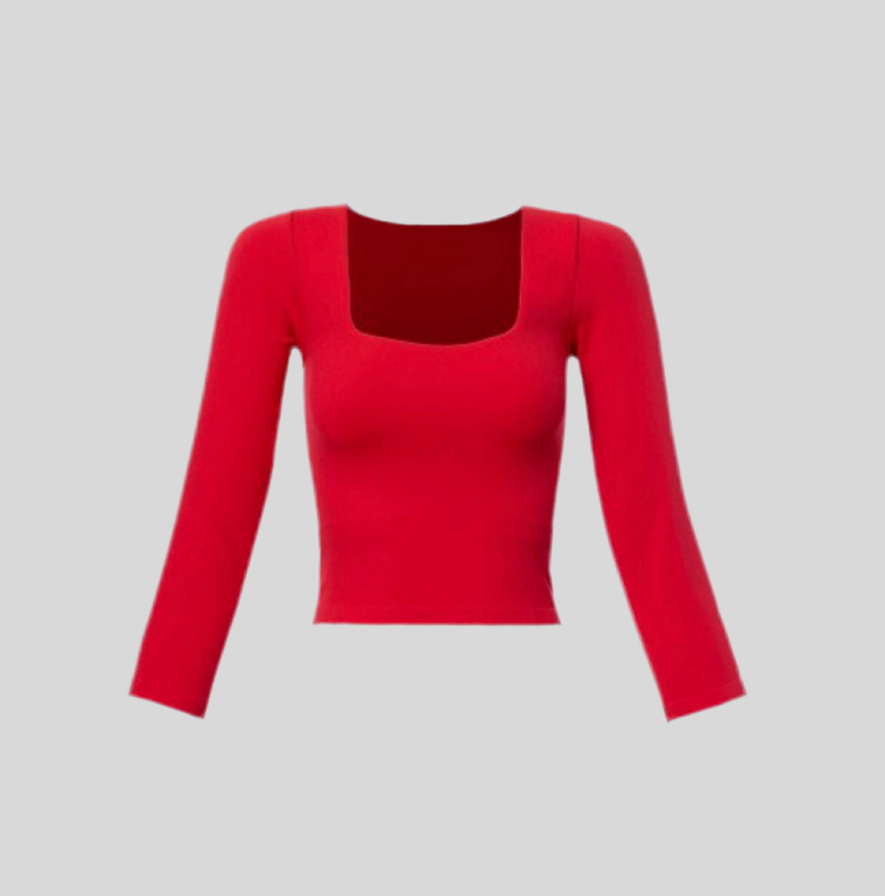 Red Square Neck Crop Top