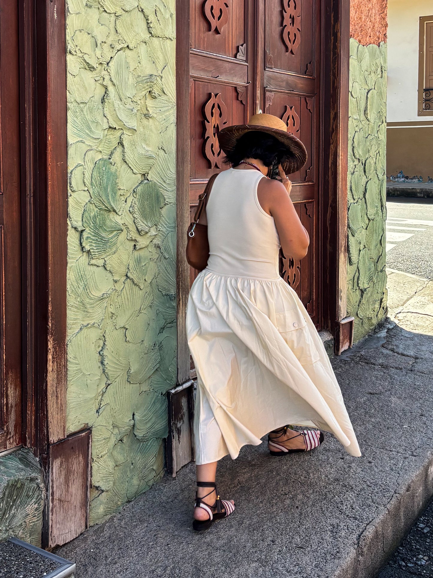 Beige Contrast Maxi Dress