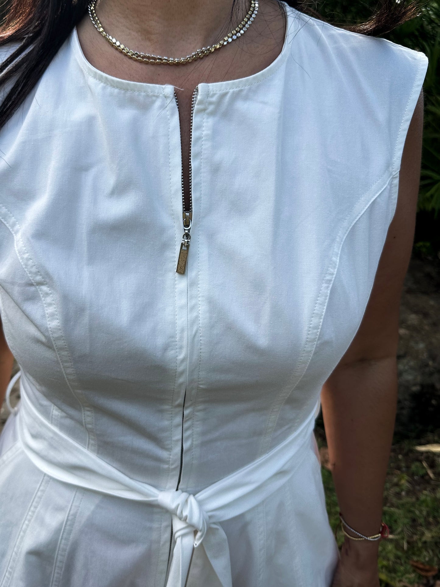 Front Zipper Full Skirt Dress