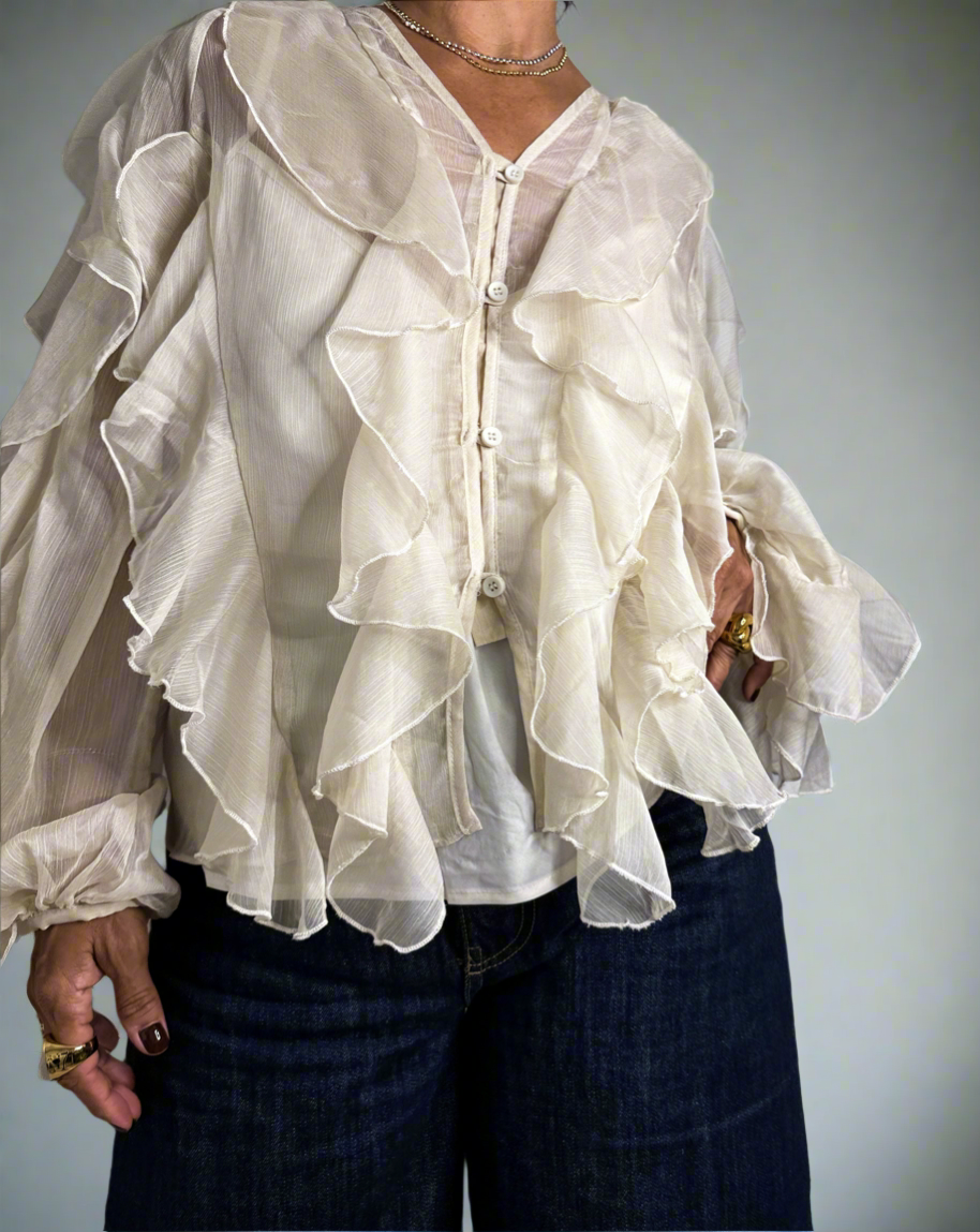 Layered Ruffle Sheer Blouse