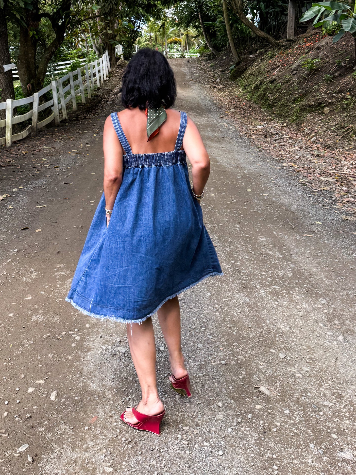 Buckle Strap Denim Short Dress