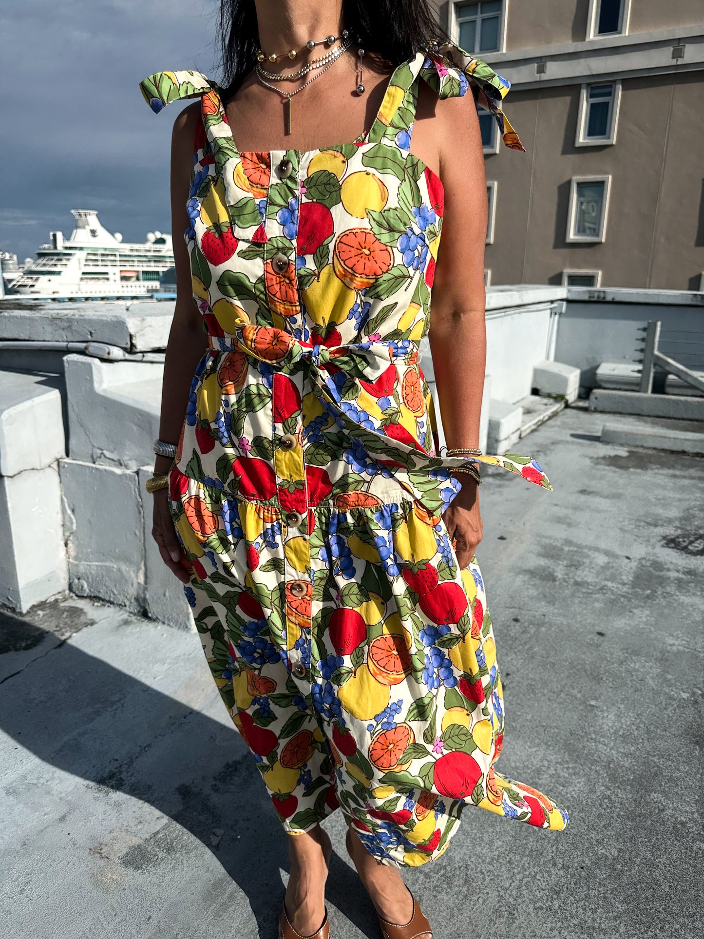 Fruit Cocktail Button Down Dress