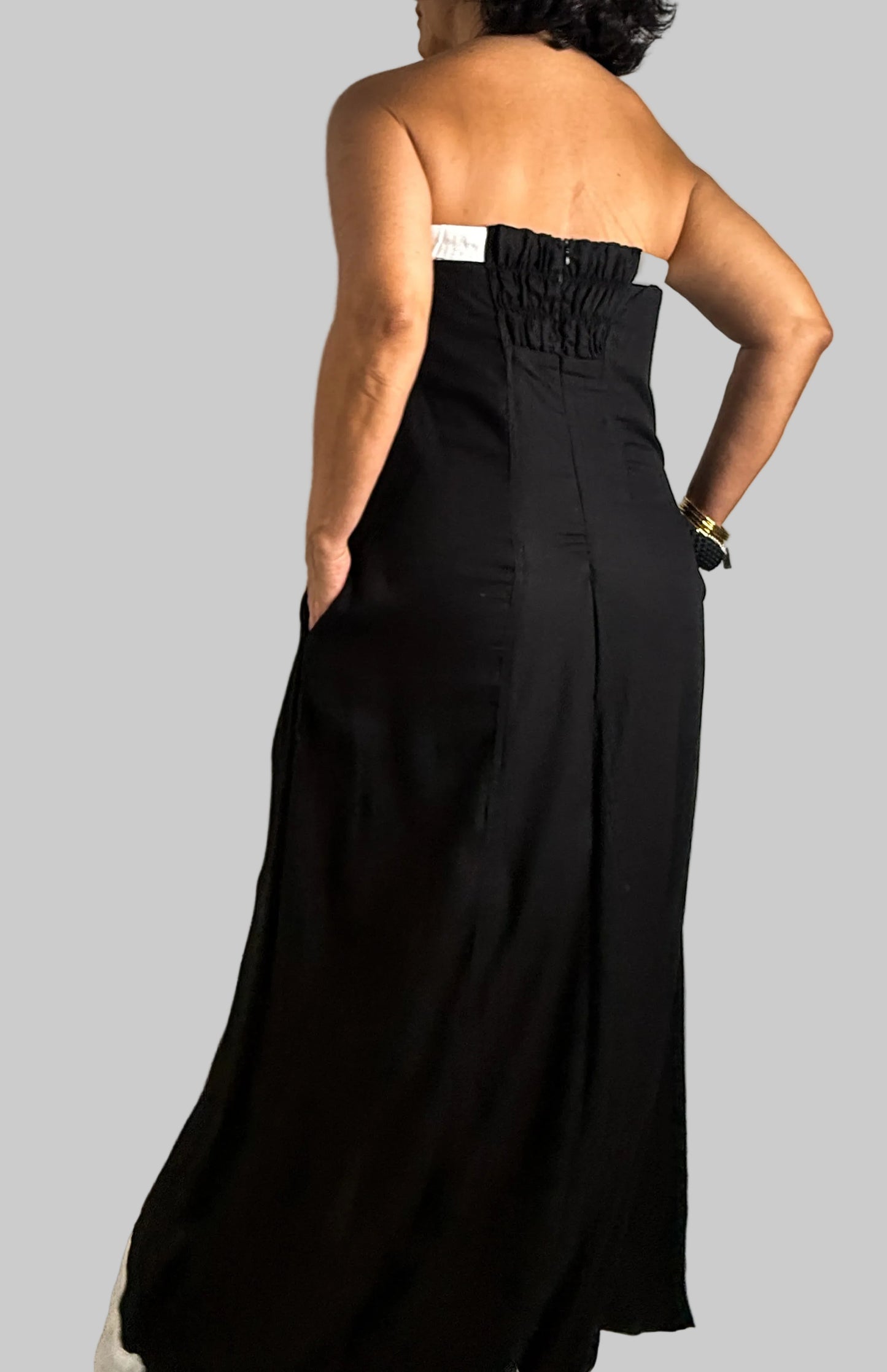 Black & White Button Front Maxi Dress