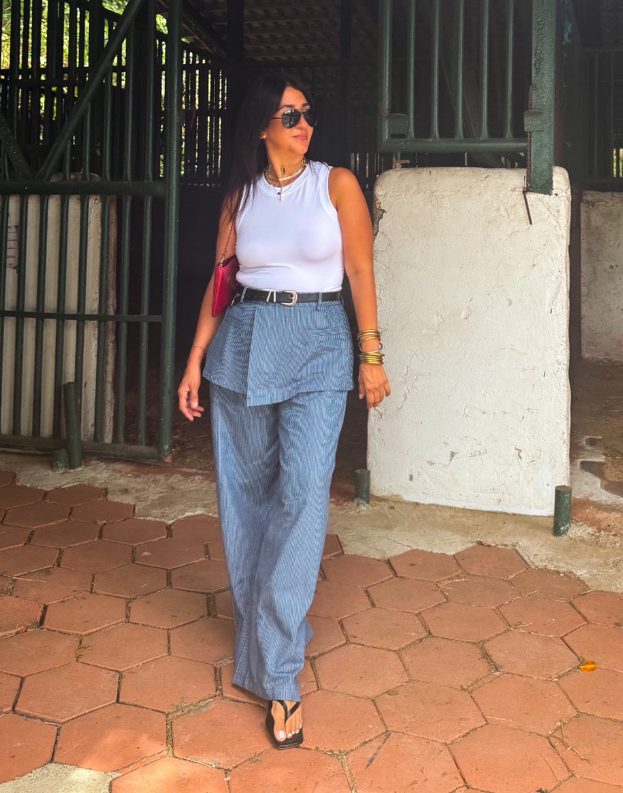 Skirt Overlay Wide Leg Pants