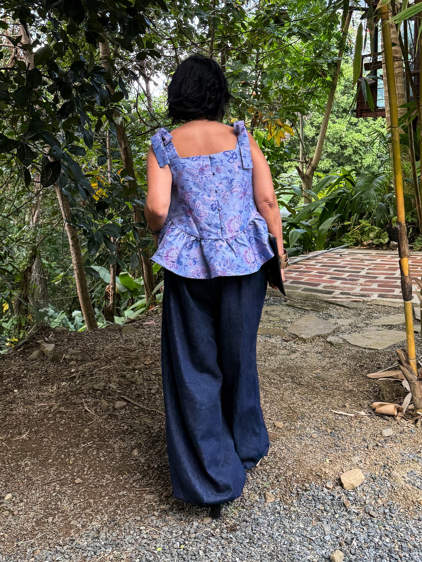 Jacquard High-low Peplum Top