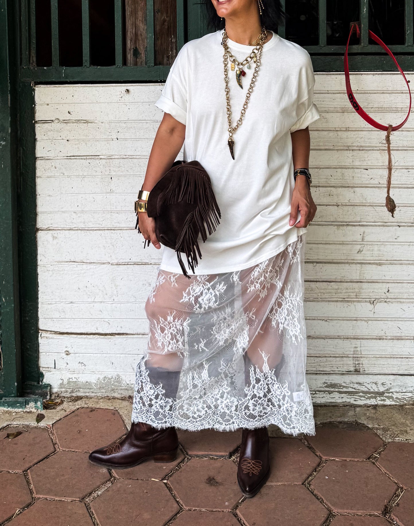 Sheer Lace T-shirt Dress