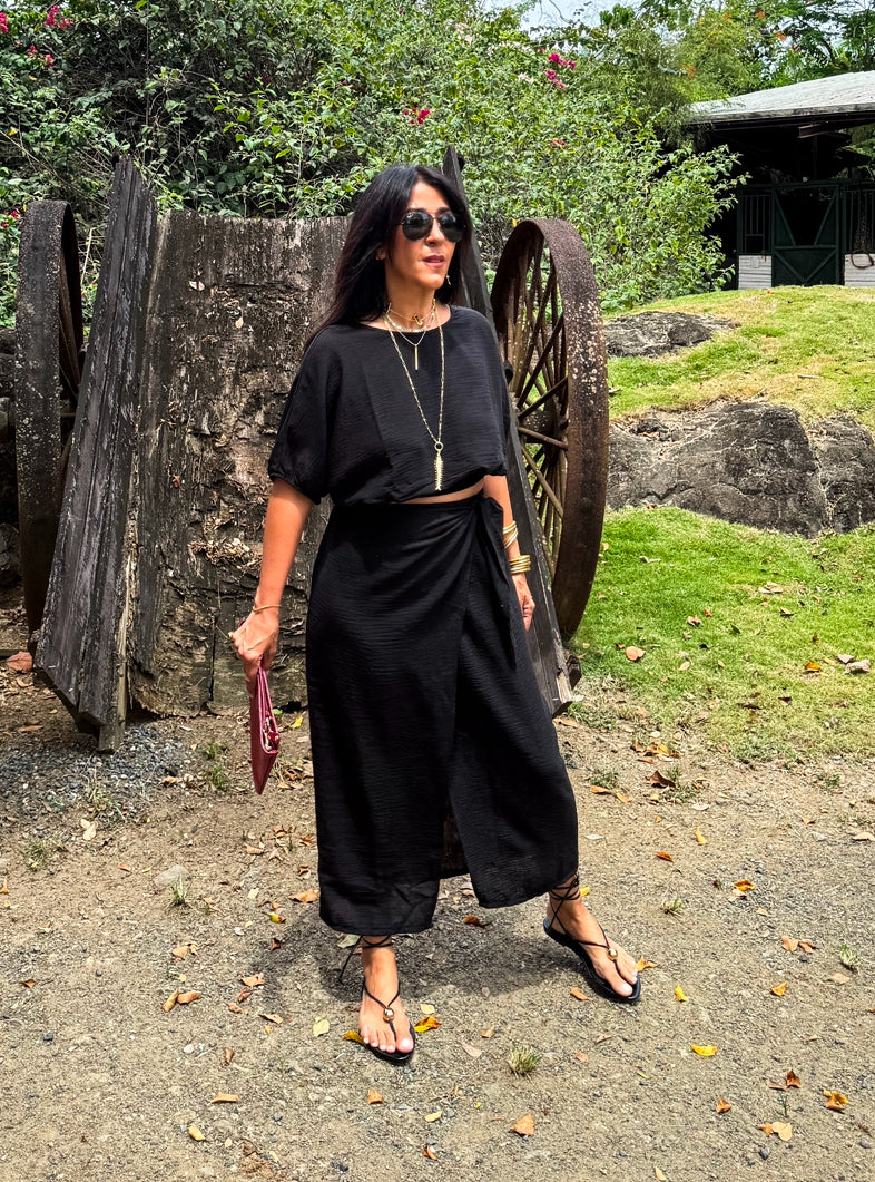 Wrap Maxi Skirt and Crop Top