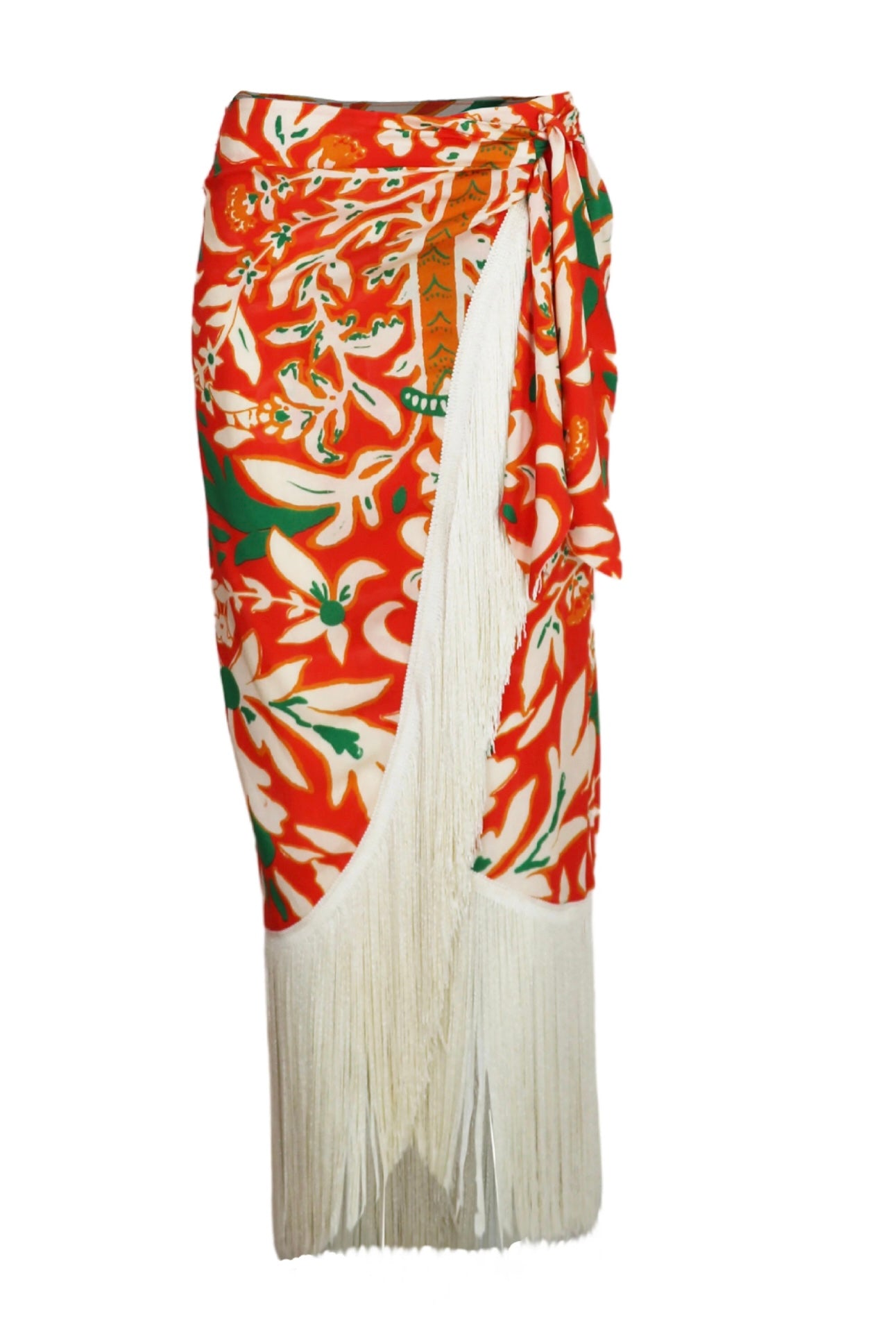 Orange Print Fringes Skirt 🇨🇴