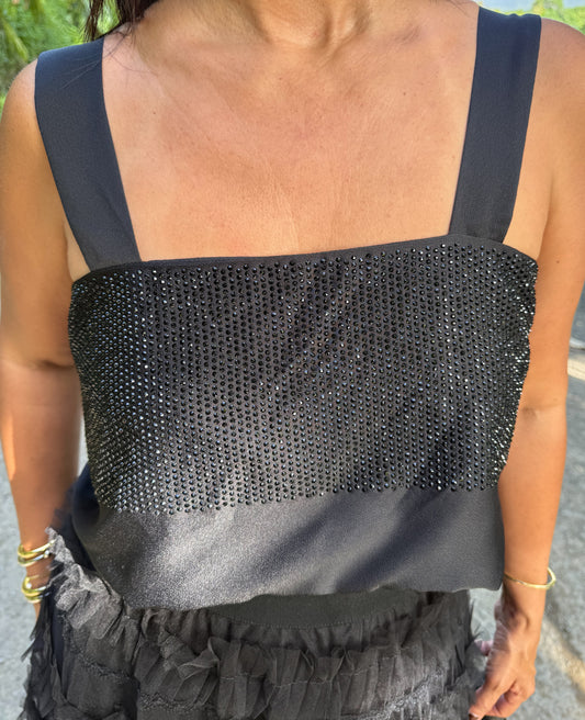 Square Neck Embellished Crop Top