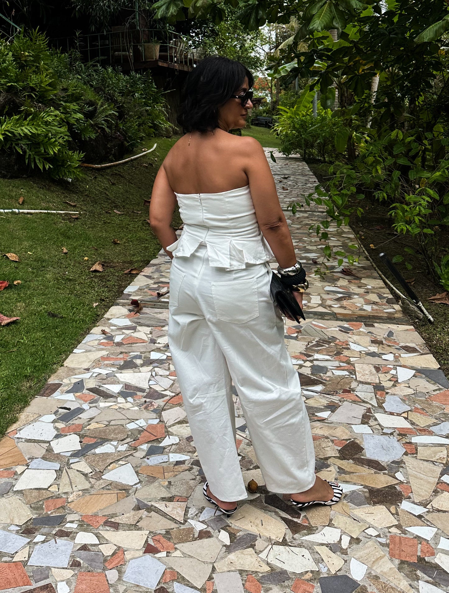 Pleated Strapless Peplum Jumpsuit