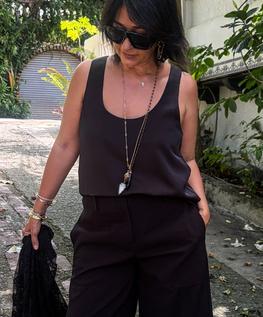 Woven Satin Racerback Top