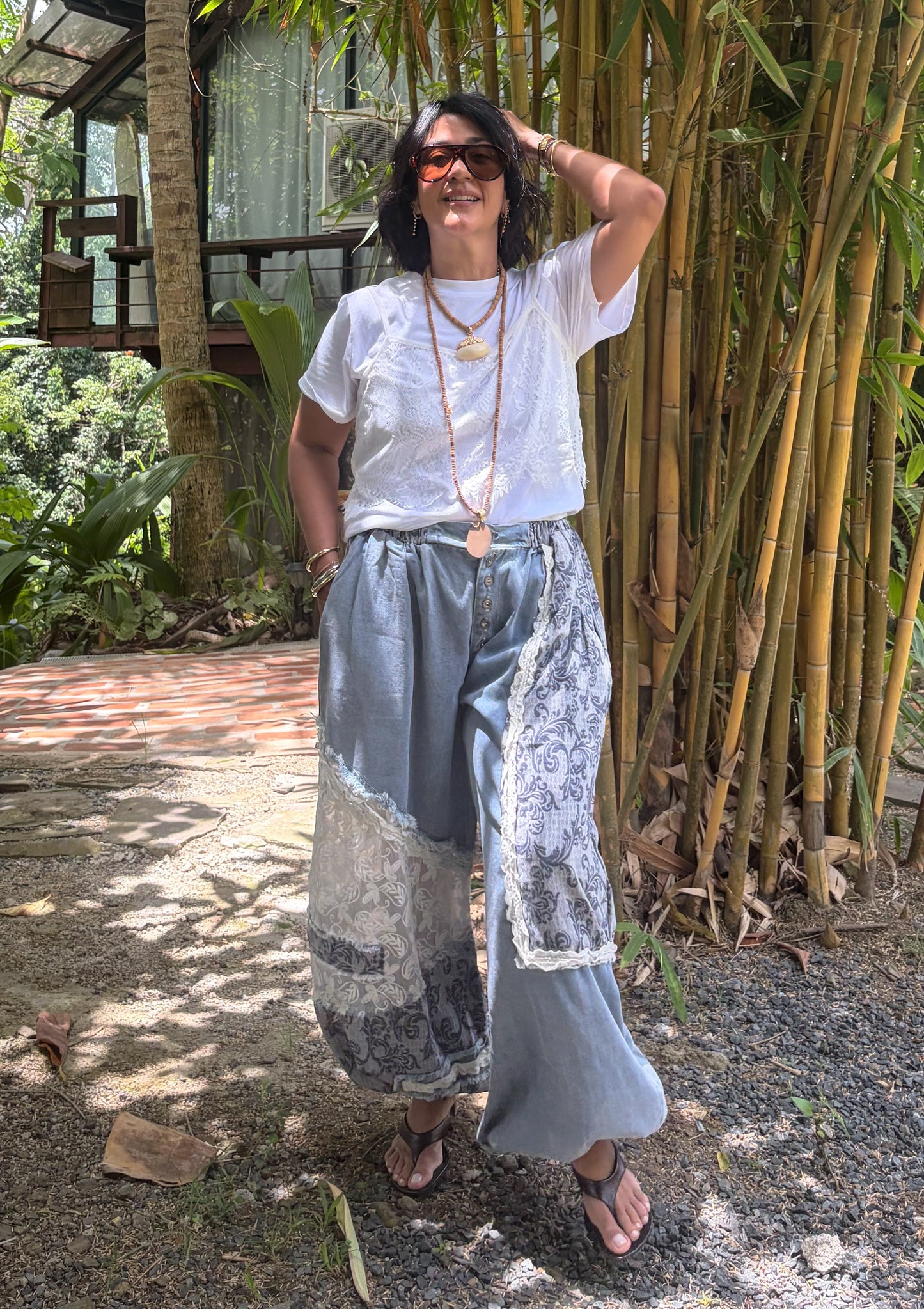 Boho Denim Jogger Pants