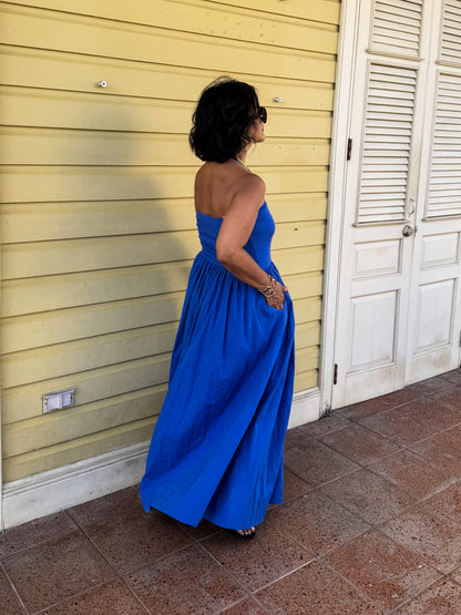 Cobalt Strapless Maxi Dress