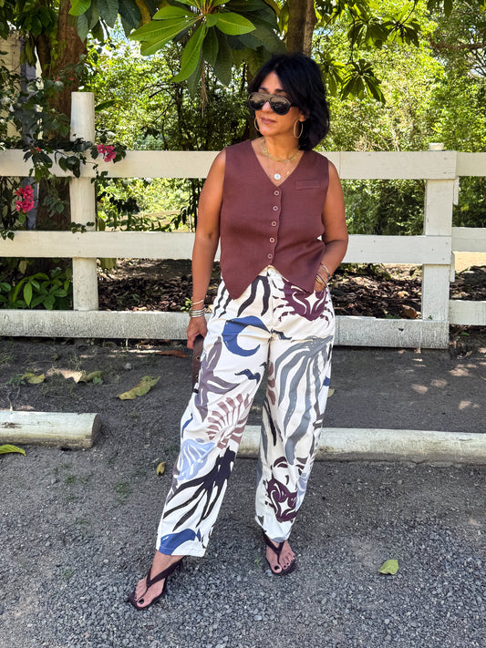 Print Barrel Pants