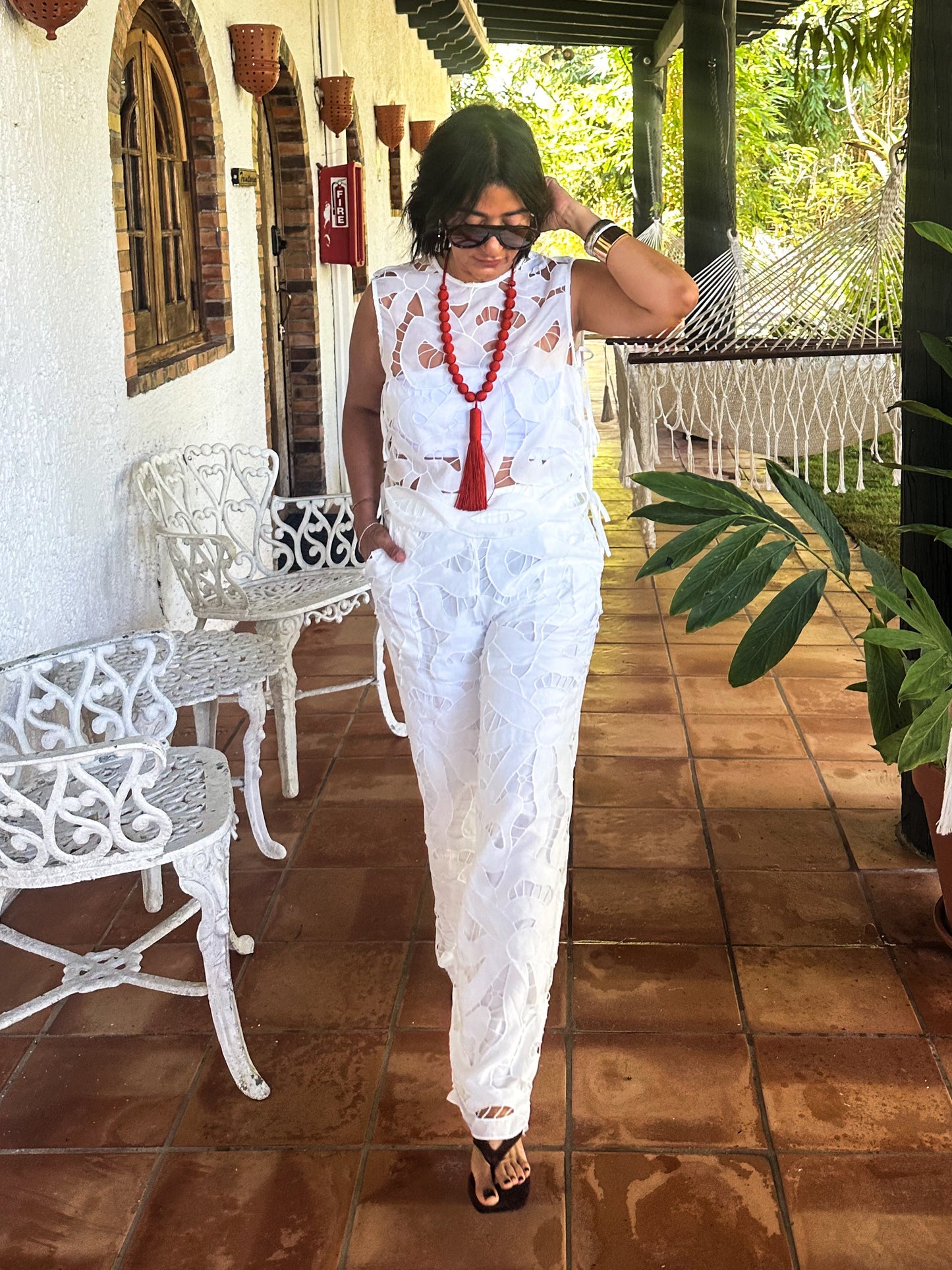 Cloud Embroidered Top and Pants Set