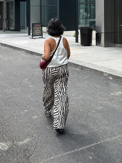Zebra Print Wide Leg Pants