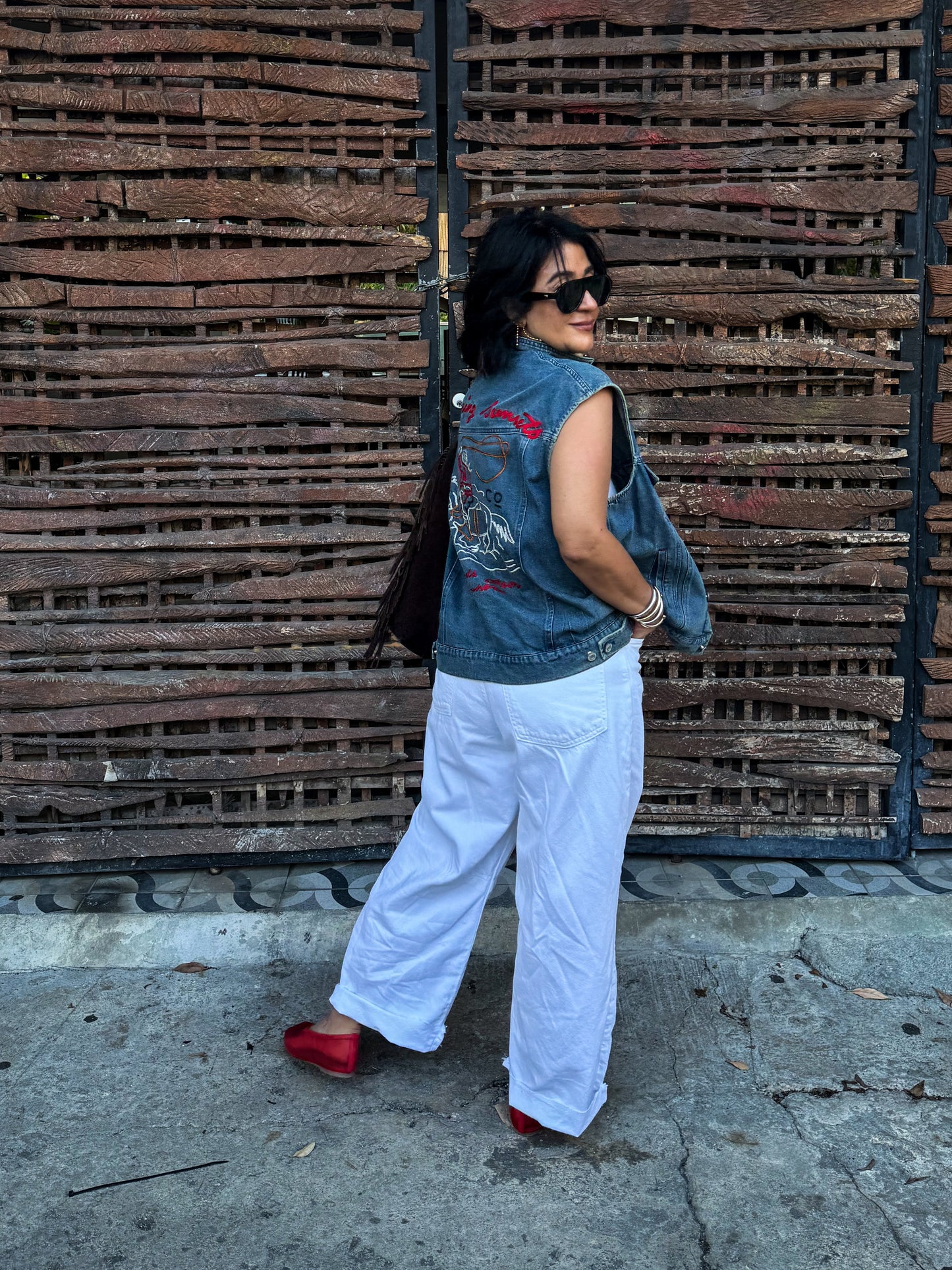 Embroidered Denim Vest