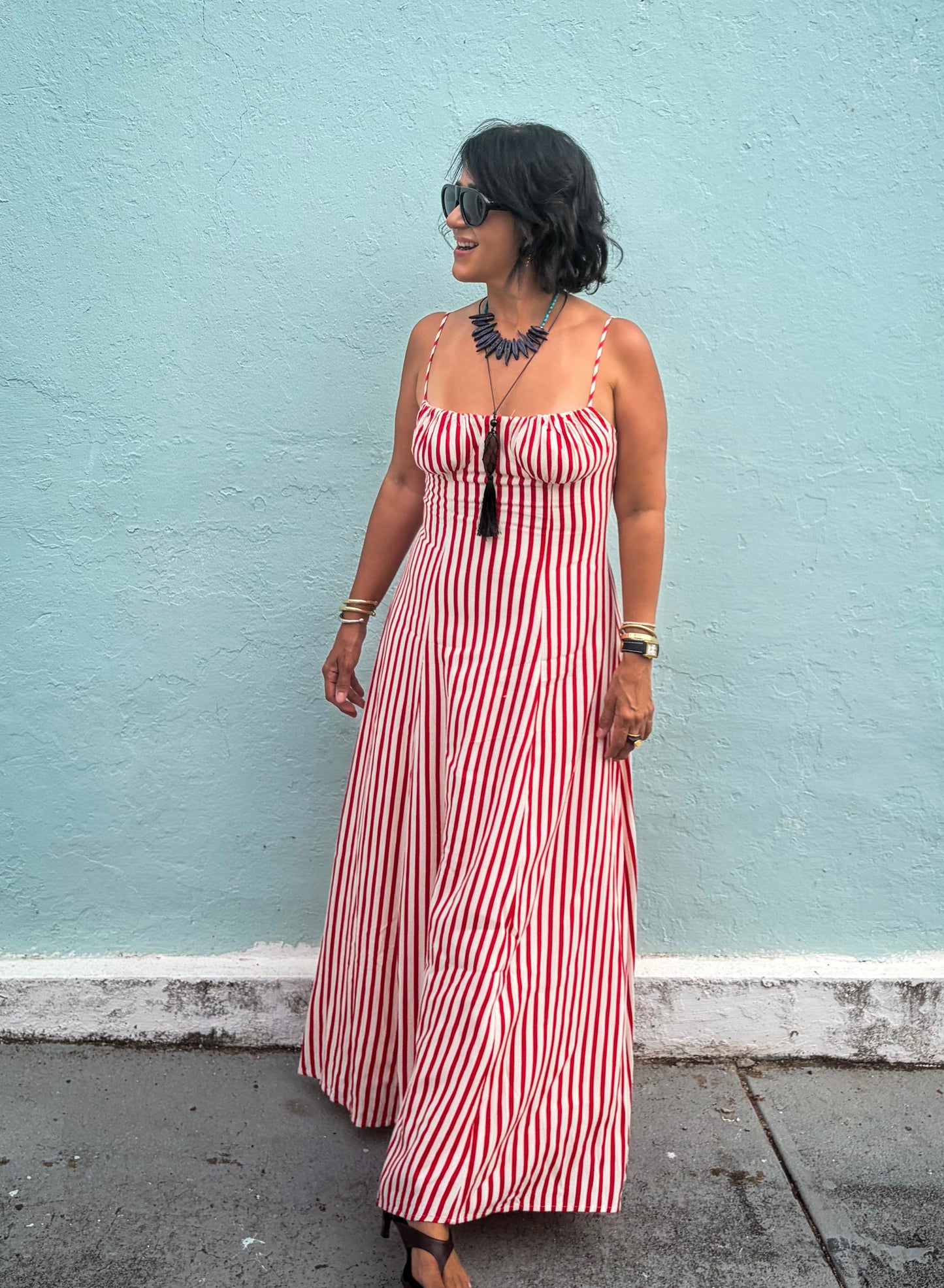 Striped Flared Maxi Dress