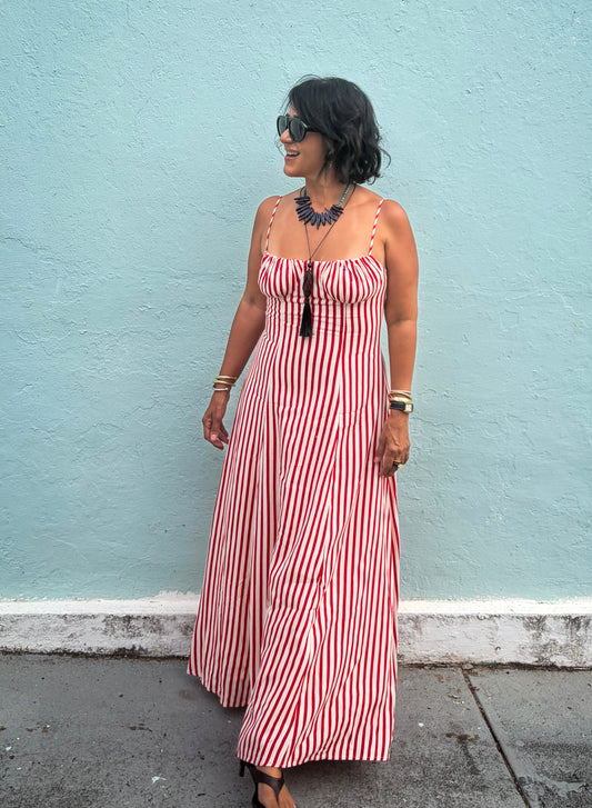 Striped Flared Maxi Dress