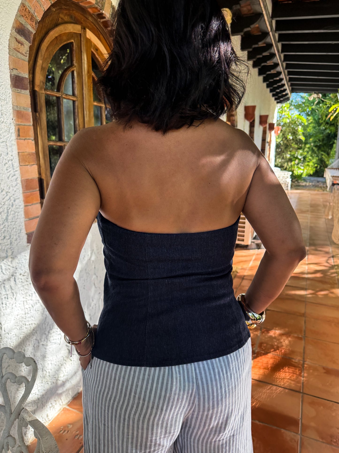 Denim Strapless Top