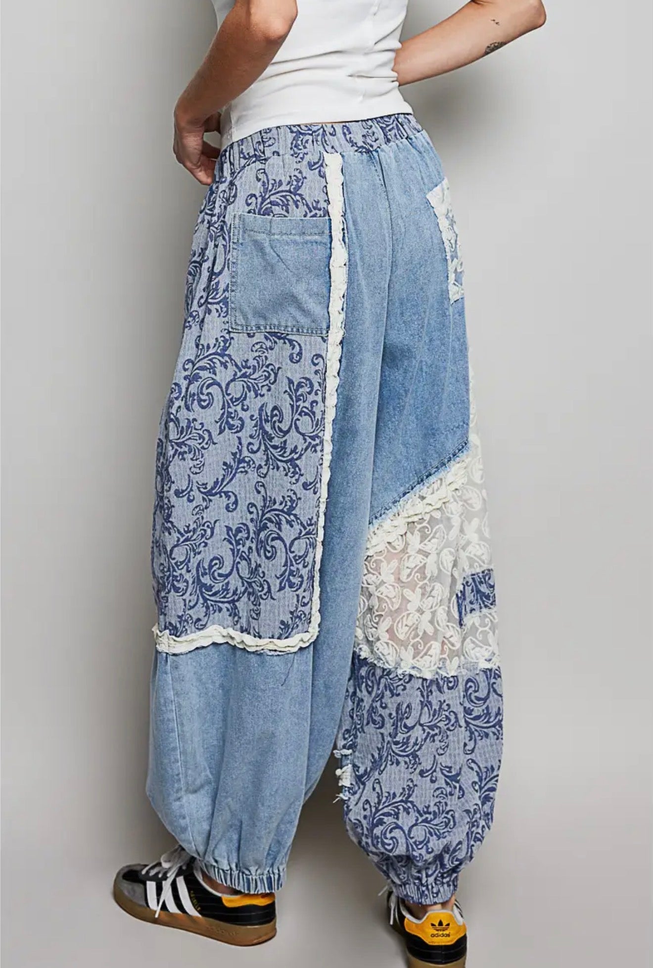 Boho Denim Jogger Pants