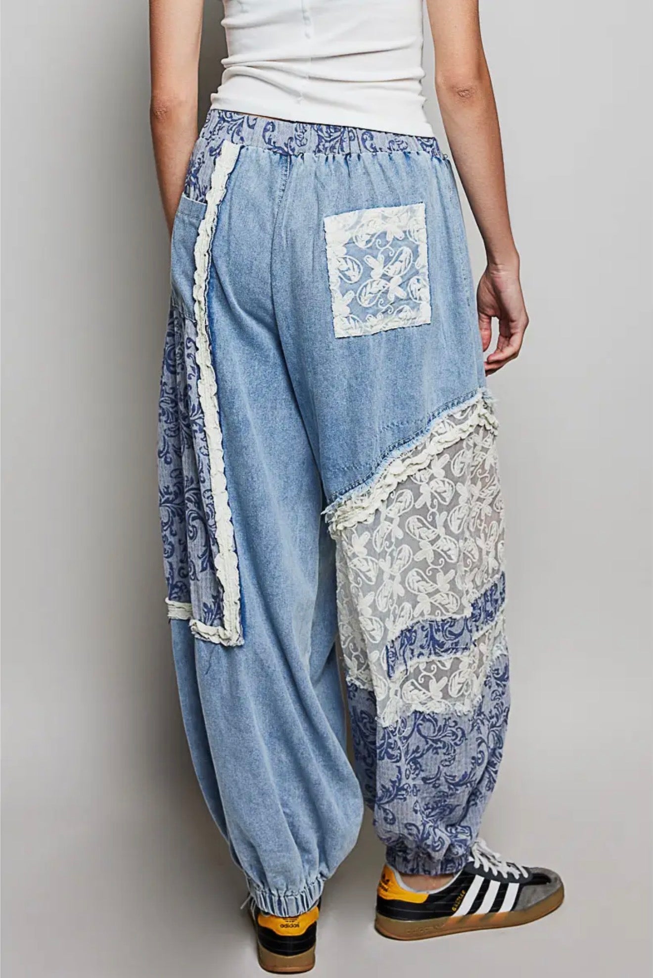 Boho Denim Jogger Pants