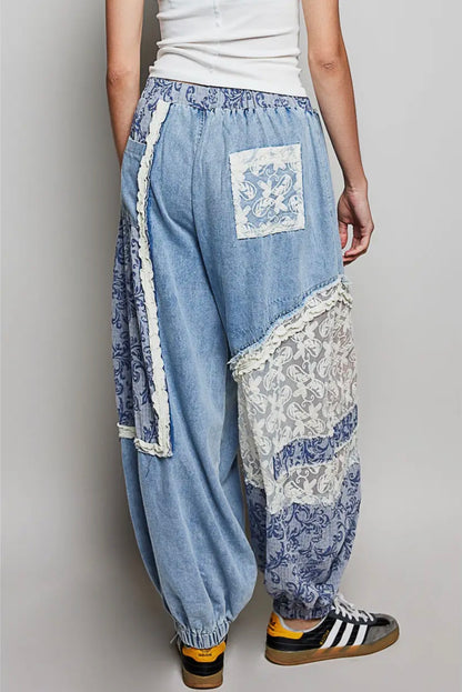 Boho Denim Jogger Pants