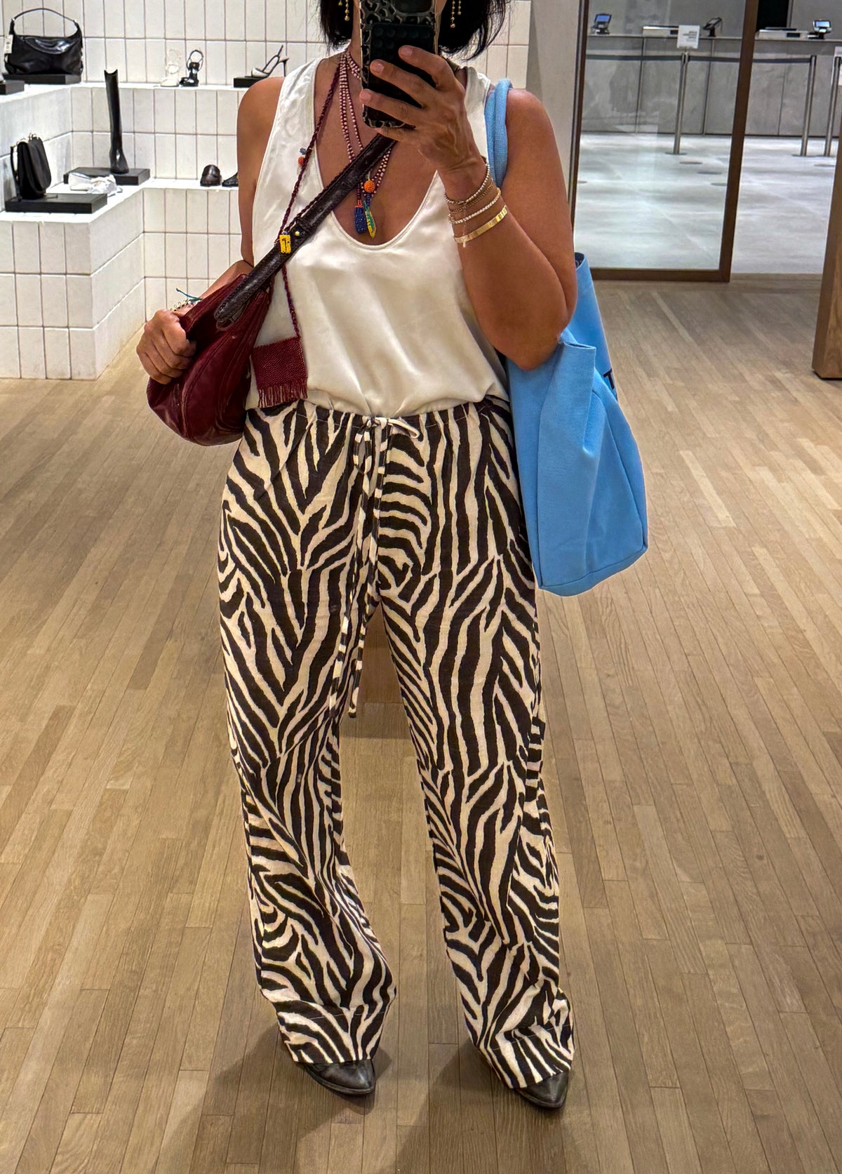 Zebra Print Wide Leg Pants