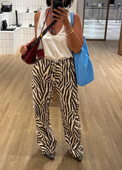 Zebra Print Wide Leg Pants