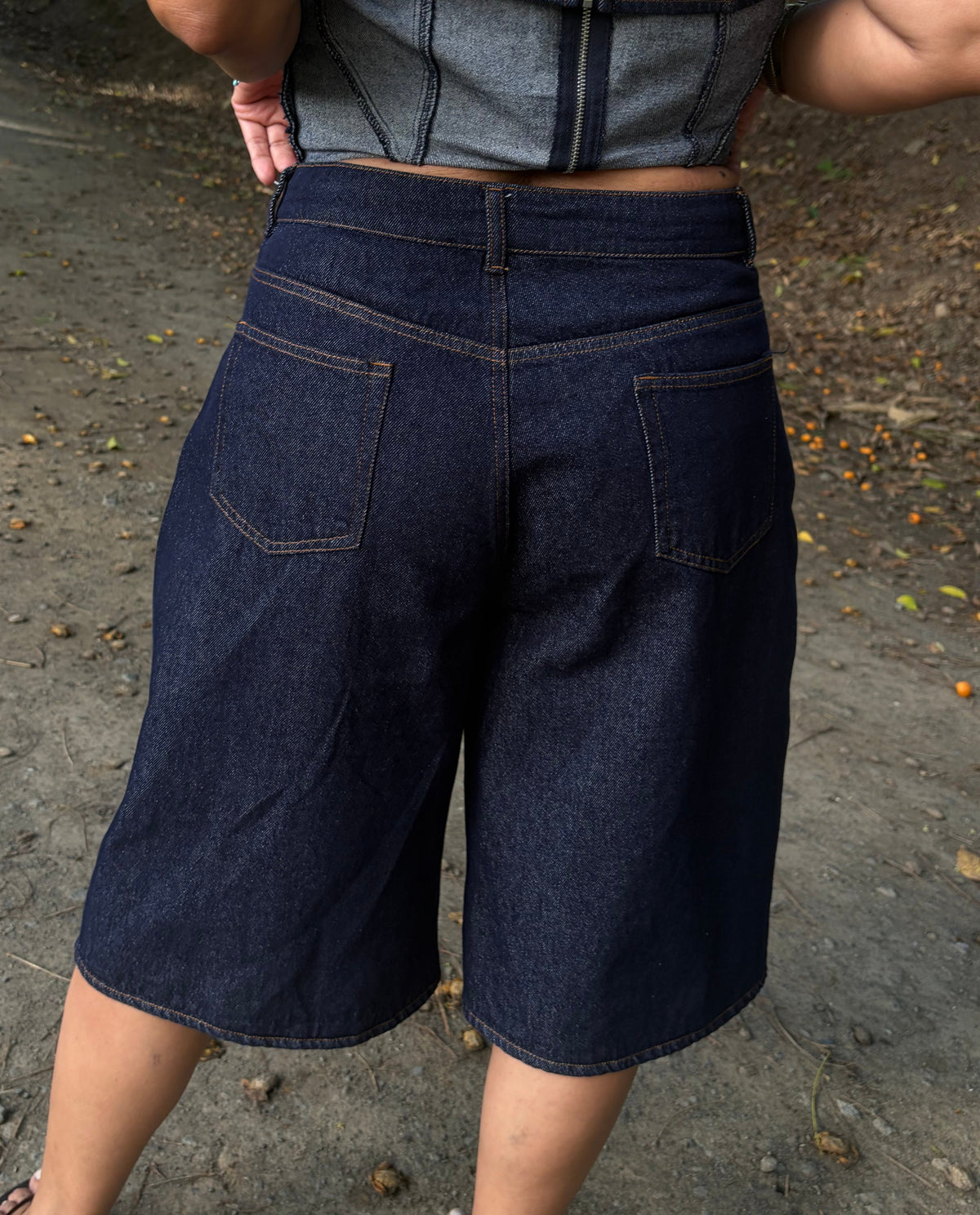 Dark Wash Denim Bermuda Pants
