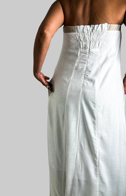 Off White Button Front Maxi Dress